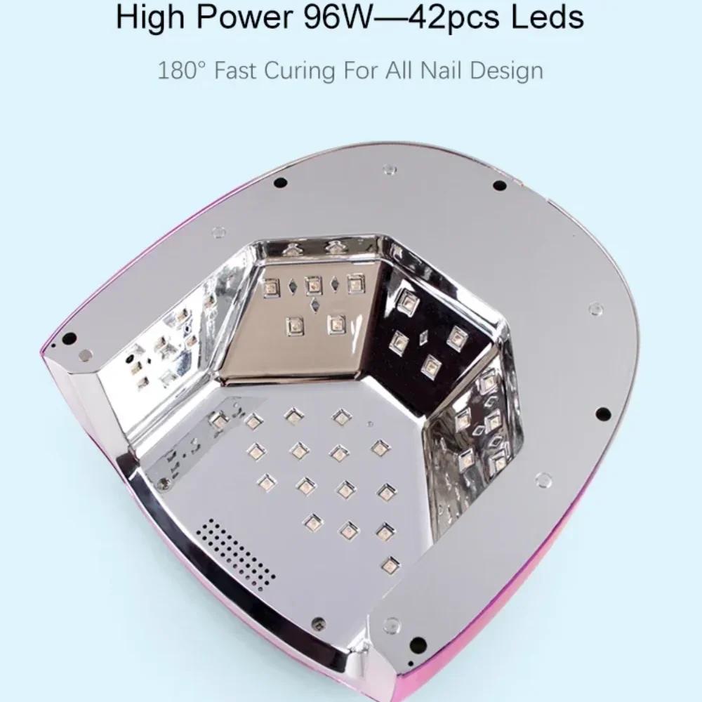 96W Wireless Nail Dryer Rechargeable UV Nail Lamp Dryer for Gel Polish Professional Nail Art Manicure Tools for Home