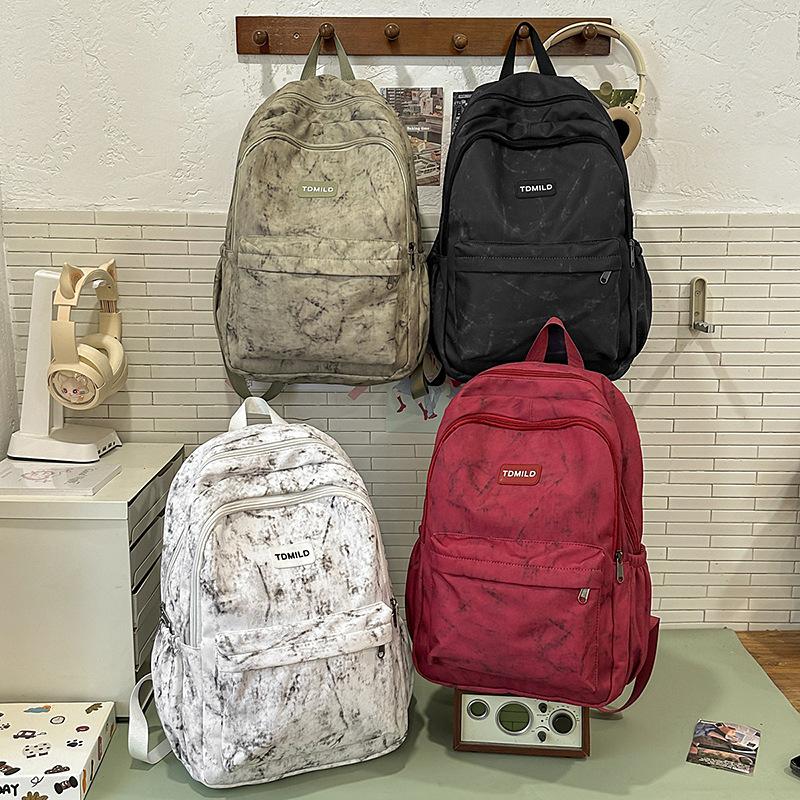 High Value Schoolbag Female Niche Design Sense Junior High School Students High School College Students Tie Dye Backpack Light Travel Backpack