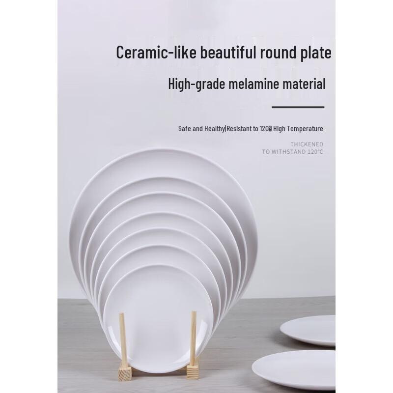 16-inch White Melamine Round Dinner Plate
