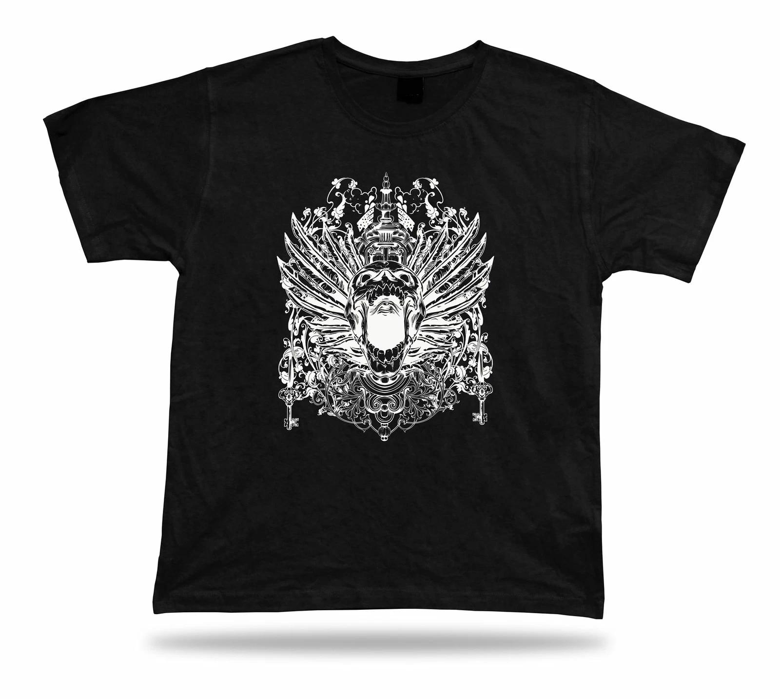 Tshirt Tee Shirt Birthday Gift Idea Winged Skull Scream Creepy Evil Gothic Retro 2XL