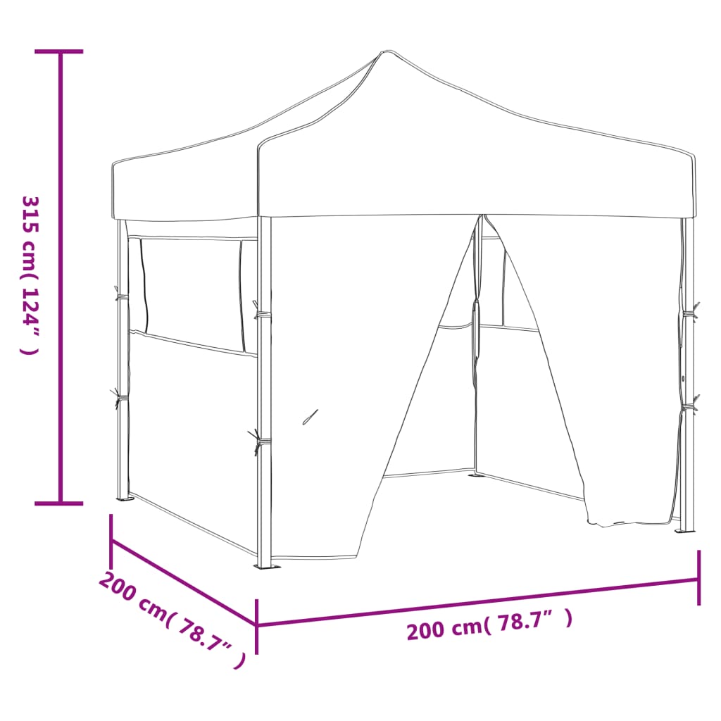 Professional Foldable Party Tent with 4 Side Walls 2*2 M Steel White