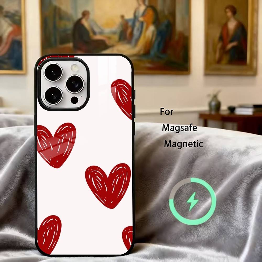 C-Cute L-Love H-Heart Phone Case For iPhone17,16,15,14,13,12,11 Plus,Pro Magnetic with Magsafe Wireless Charging