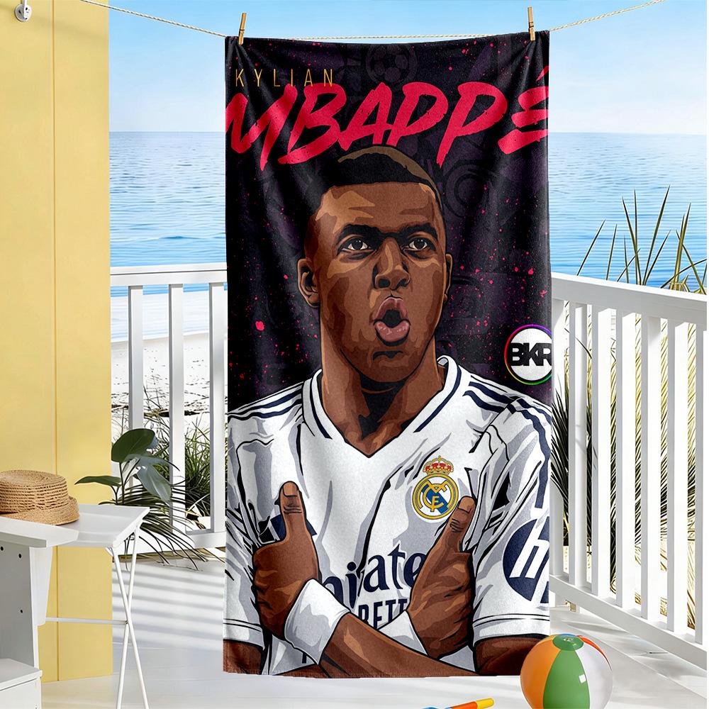 Asciugamano da Spiaggia Mbappe Morbido Resistente Asciugatura Rapida Confortevole Leggero Adatto per Nuoto, Palestra, Campeggio, Yoga Vacanza