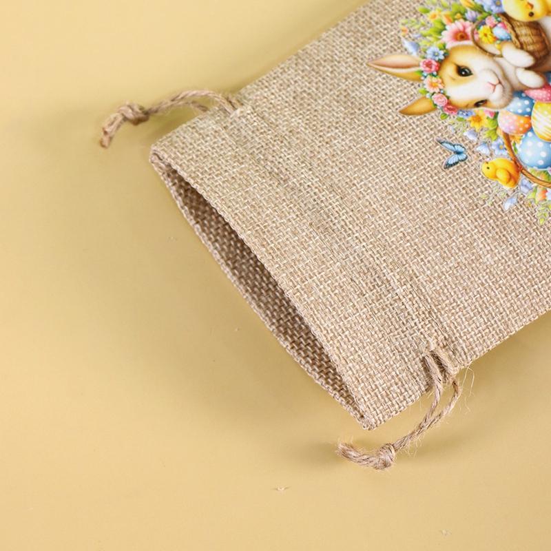6Pcs Easter Linen Gift Bag Bunny Eggs Candy Cookie Packaging Bag Spring Easter Party Favor Supplies Kids Gifts Easter Decor 2026