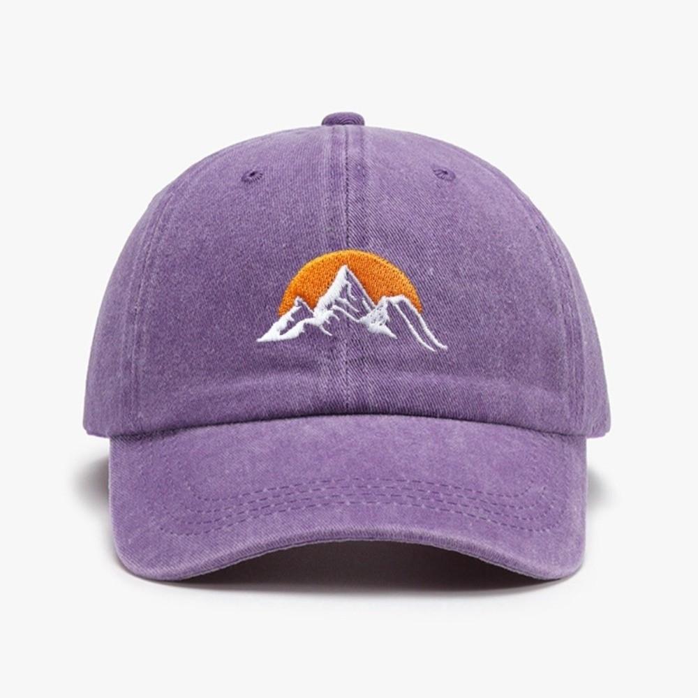 Sunset Pattern Embroidery Baseball Cap Washed Cotton Baseball Hats Retro Peaked Cap  For Man Women