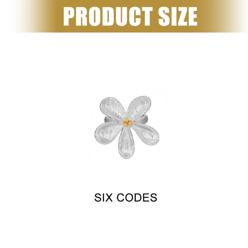 Silver Alloy Floral Rings Portable Comfortable Fit Sturdy Metal for Daily Outfit Accessories