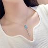 Fashion Elegant Blue Gemstone Tassel Necklace For Women   Simple And Fresh Collar Chain New In Fine Jewelry Gift