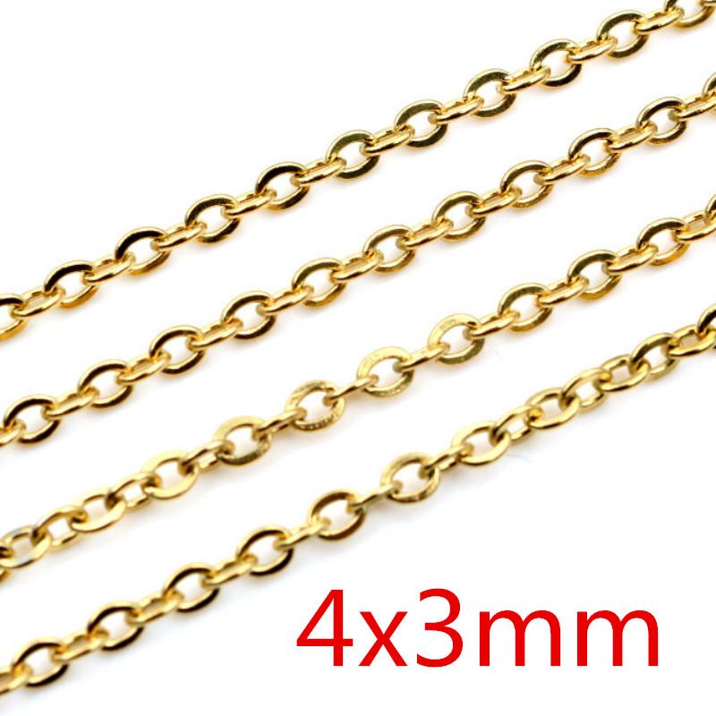 5 Meters/Lot Never Fade Stainless Steel Gold Plated Necklace Chains For DIY Jewelry Findings Making Materials Handmade Supplies