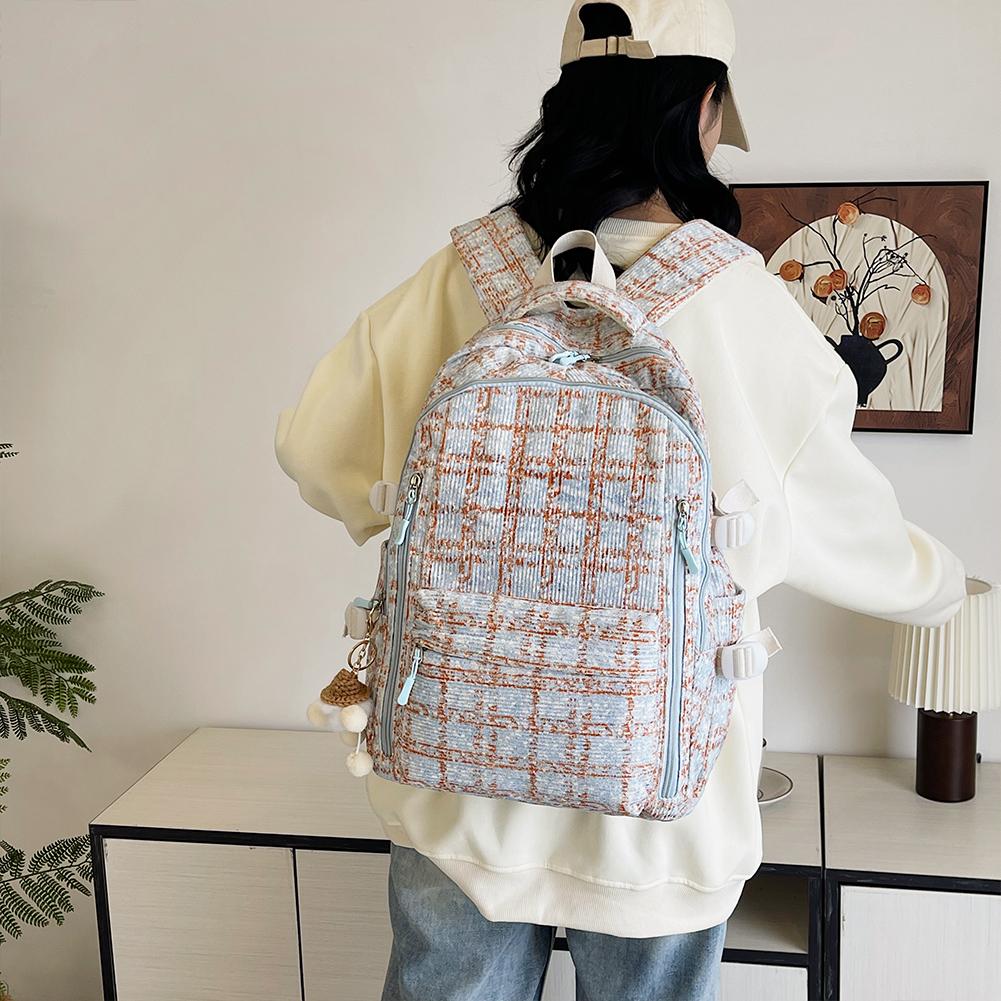 Sweet Corduroy Strawberry Backpacks Casual Travel Rucksack Large Capacity Daily Knapsack Japanese Aesthetic Students School Bag