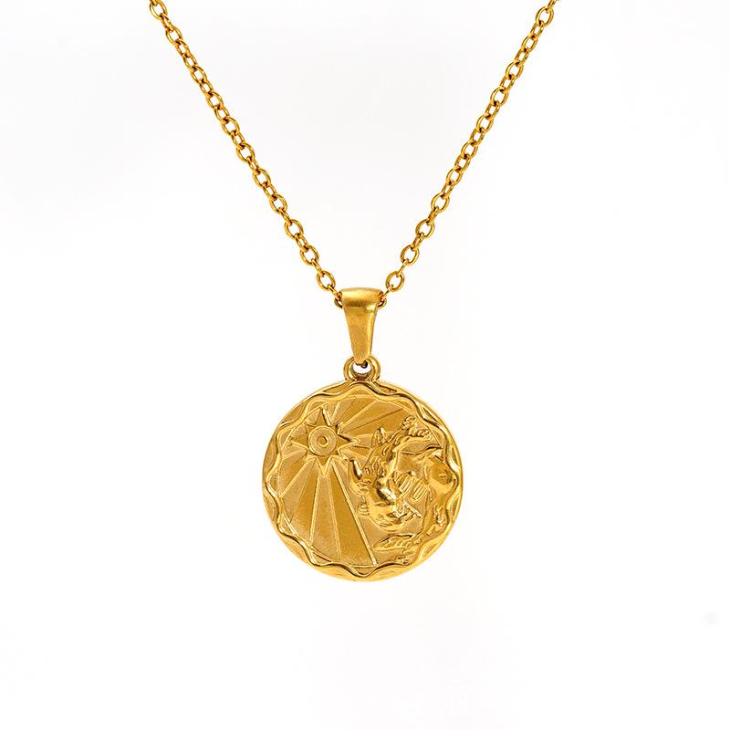 2026 Fashion Cold Wind Necklace Personality Trend Round Brand Pendant Women's Twelve Constellation Jewelry