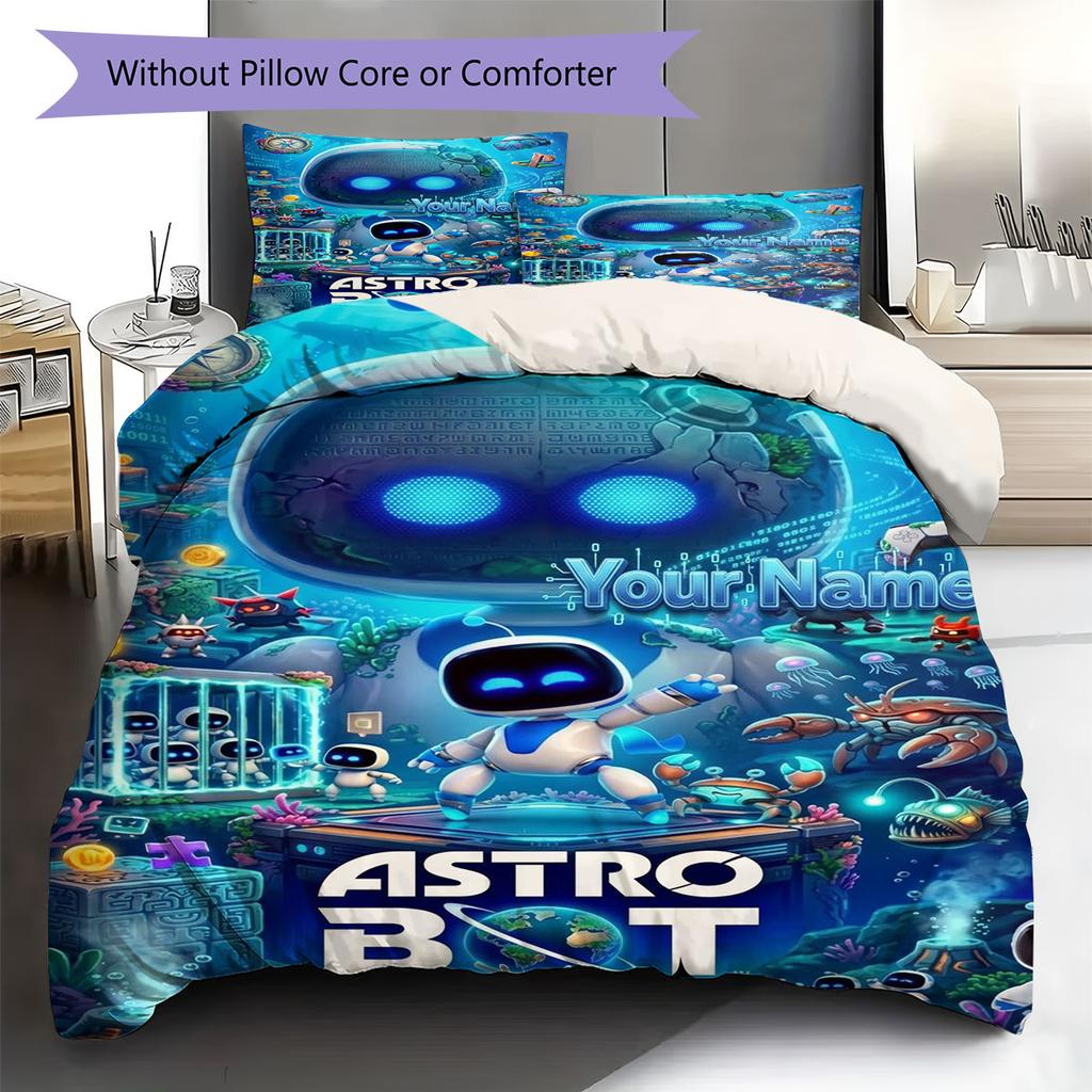ASTRO BOT Custom Name Pattern Bedding,Quilt Set Quilt Cover Pillowcase Home Birthday Gift(1 * Duvet Cover + 2 * Pillowcase, Without Core)