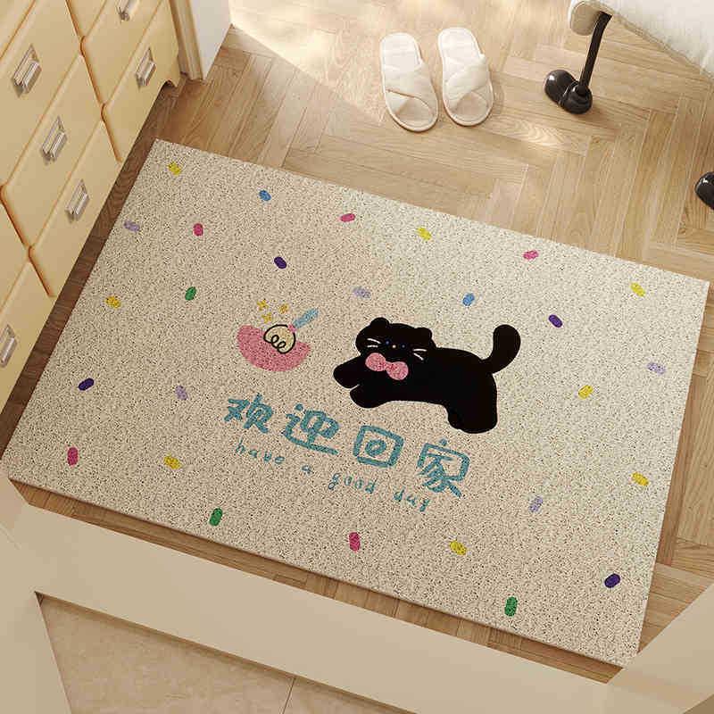 Cartoon Home Entrance Non-Slip Dirt Wiping Door Mat - Stain Resistant, Cuttable Coil Design