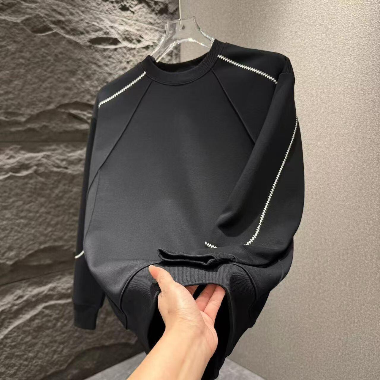

Men s Casual Round Neck Patchwork Hoodie - Comfortable, Versatile, and Loose Fit for Spring and Autumn. XXXL чорний