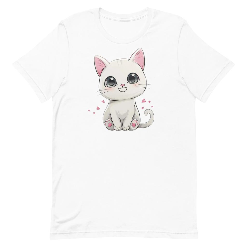 White Cat Hearts Graphic Tee