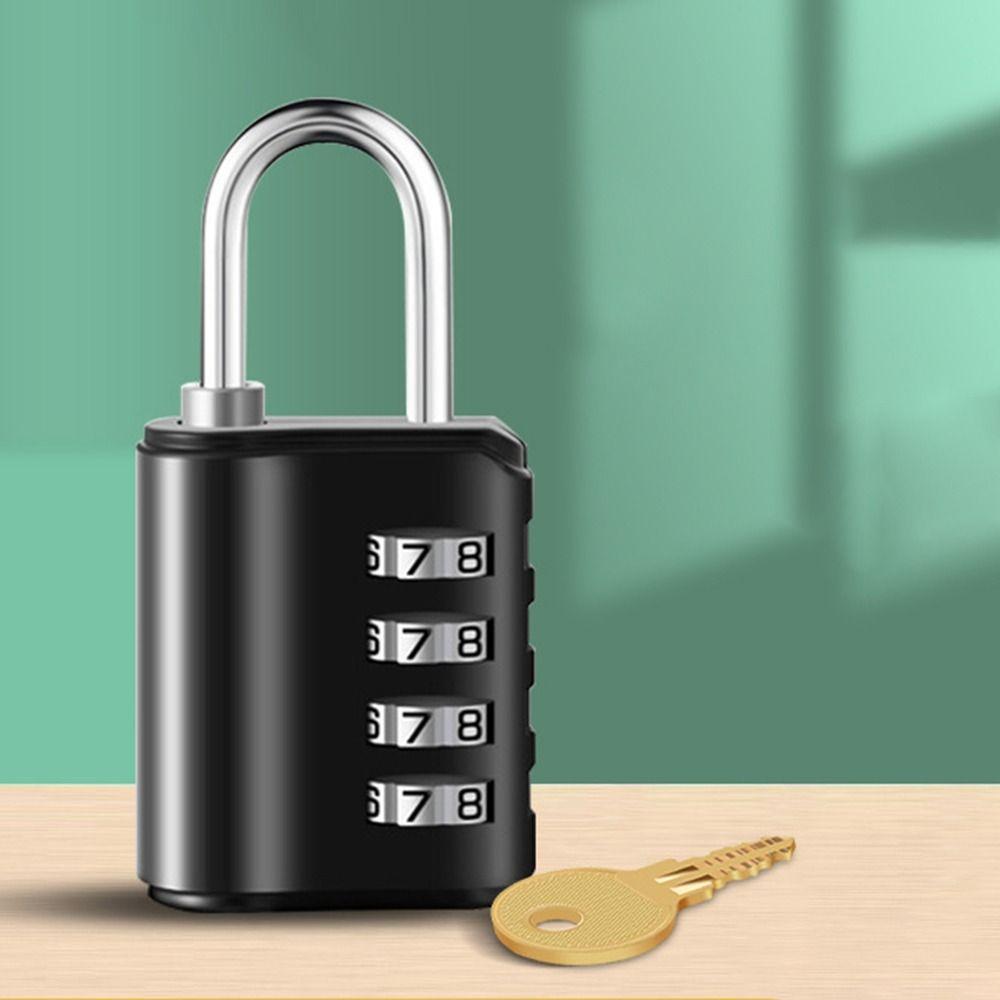 Lock with Key Backpack Zipper Lock Luggage Padlock 4 Digit Password Lock Dormitory Cabinet  Lock
