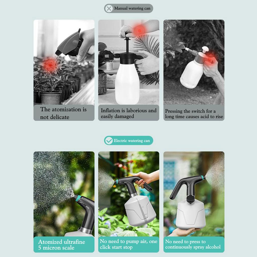 0.9/1/1.5/2L Electric Spray Bottle 1200mAh USB Charging Plant Sprayer Machine Garden Automatic Watering Irrigation Mist Sprayers