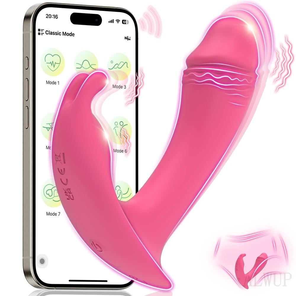 APP Thrusting Vibrator for Women Clitoris Stimulator Telescopic Wearable Dildo G Spot Massage Adult Sex Toy for Women