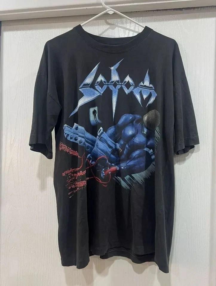 Перепечатка 1992 года Sodom Tapping The Vein Tour Металлическая футболка Футболка с коротким рукавом OM577 Унисекс футболка XL