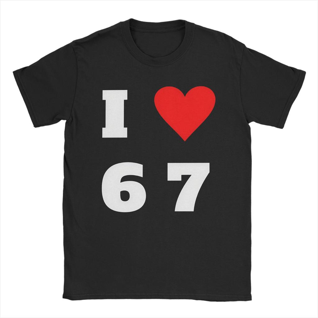 I Heart 67 T Shirt Summer Cotton T Shirts For Unisexs Hip Hop Casual Tshirt Shortsleeved Y2k Basic Clothing
