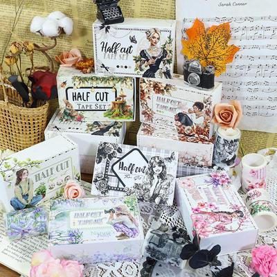 Pastoral Scenery Die-Cut PET Washi Tape Set for Journaling and DIY