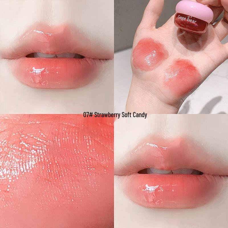 

Gege Bear Luminous Lip Gloss - Nude and Plumping Mirror Effect Lipstick for Students