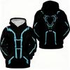 TRON Light Cycle Themed Men's Hoodie, Red Blue White Three-Color Circuit Graphic,  Fashion Jacket for Autumn Winter