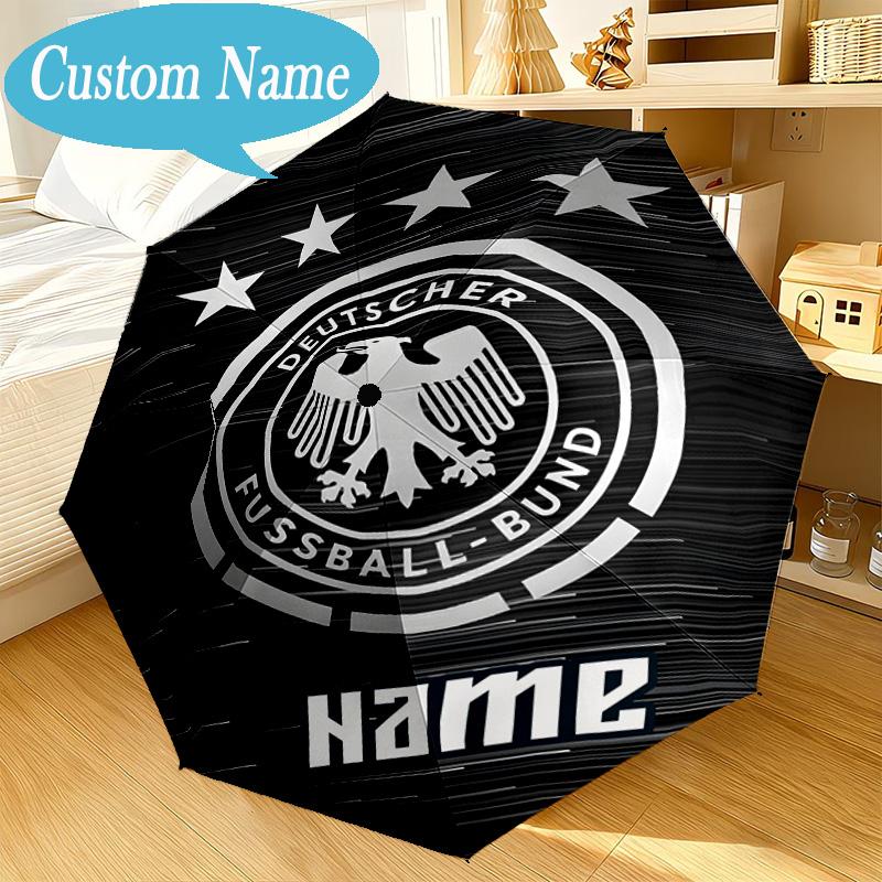 Custom Name Umbrella German Football Badge Emblem Umbrella 8-Frame for Travel, Camping, Casual Lightweight Portable, Essential for Family Gifts