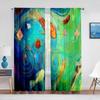 Koi Fish Ink Painting Goldfish Sheer Voile Curtains Window Treatment Chiffon Tulle Curtain for Kitchen Living Room Bedroom Drape