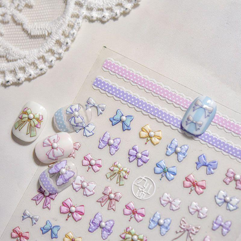 

Bright Crystal Bows Nail Sticker Relief 3D New Arrival 5D Stereo Internet Celebrity Ins Young Adult Nail Sticker Decorations Bows 3258((Crystal Drill))