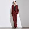 Burgundy Women's Long-Sleeved Suit Set: Elegant One-Button Formal Wear for Office, Luxury Style for Spring and Autumn