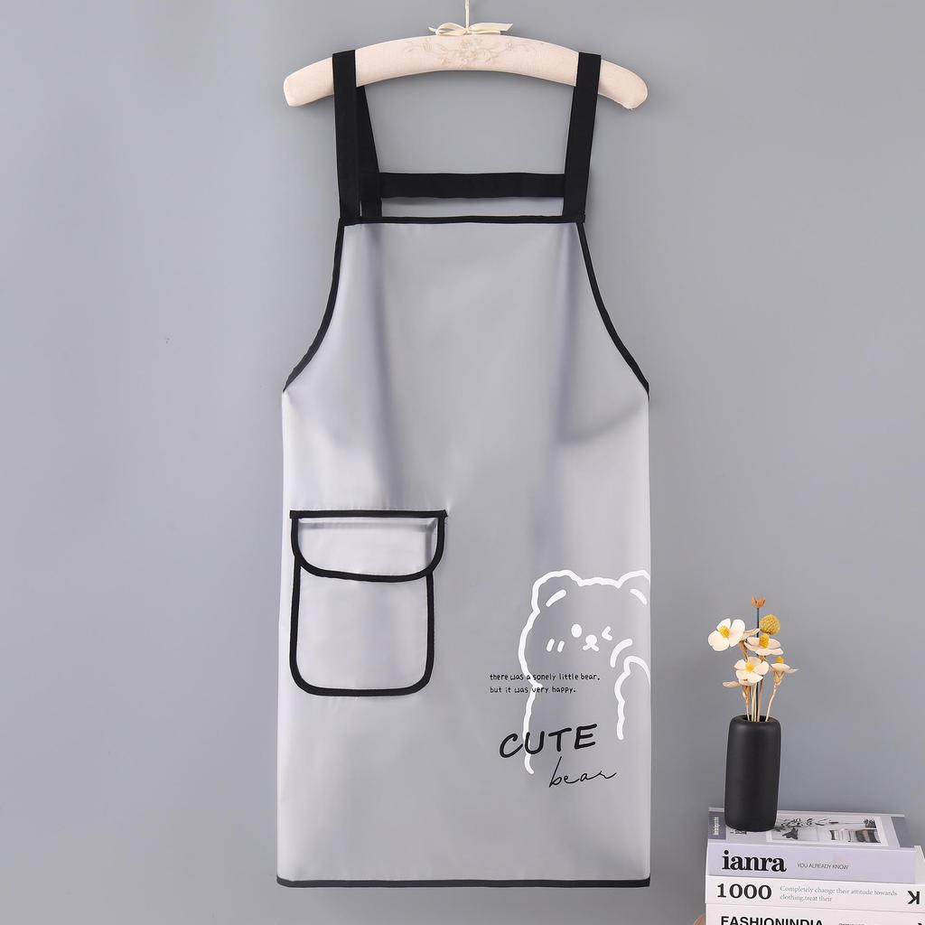 Washable TPU Waterproof Women's Apron: Oil-Proof, Cute Korean/Japanese Style for Kitchen, Hairdressing, and Seafood Preparation.