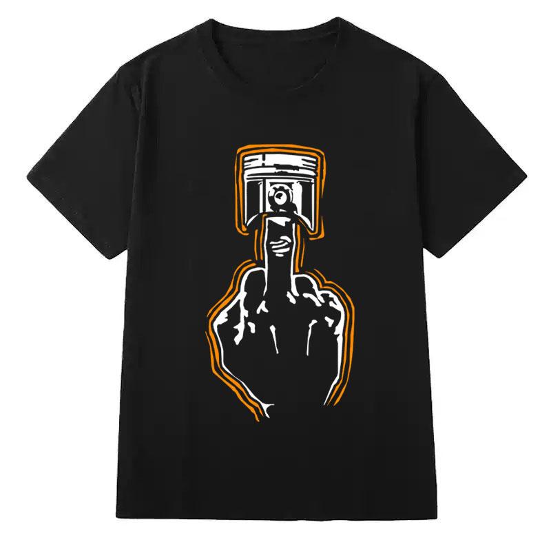 Piston T-shirt Tuning Middle Finger Funny Jdm Turbo Engineer Mechanic Graphic Tshirts Cheap Material Polyester Unisex Camiseta S
