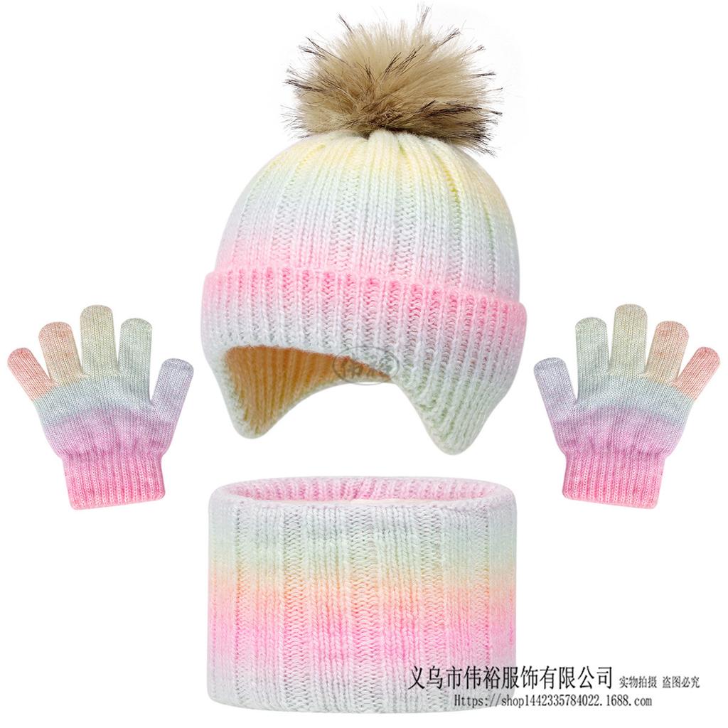 Conjunto de Invierno Cálido de Punto para Niños Gorro con Pompón Bufanda Guantes Set de 3 Piezas o Gorro Individual Protección para los Oídos Cortavientos Para Niños Niñas Clima Frío Exterior