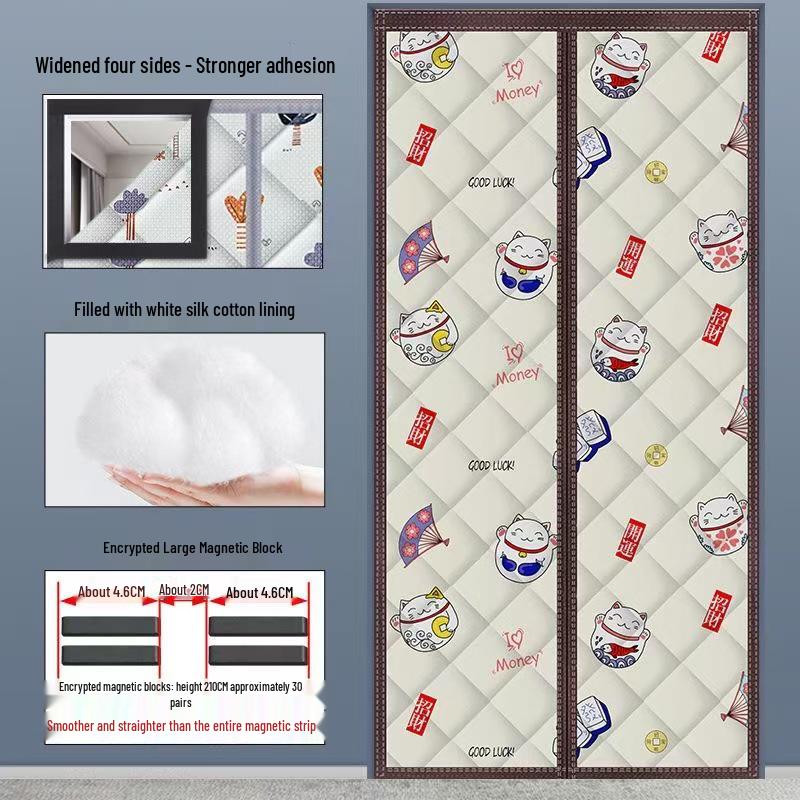 Thickened Magnetic Insulation Curtain: Windproof, Soundproof, Self-Adhering for Winter & Autumn Cold Protection