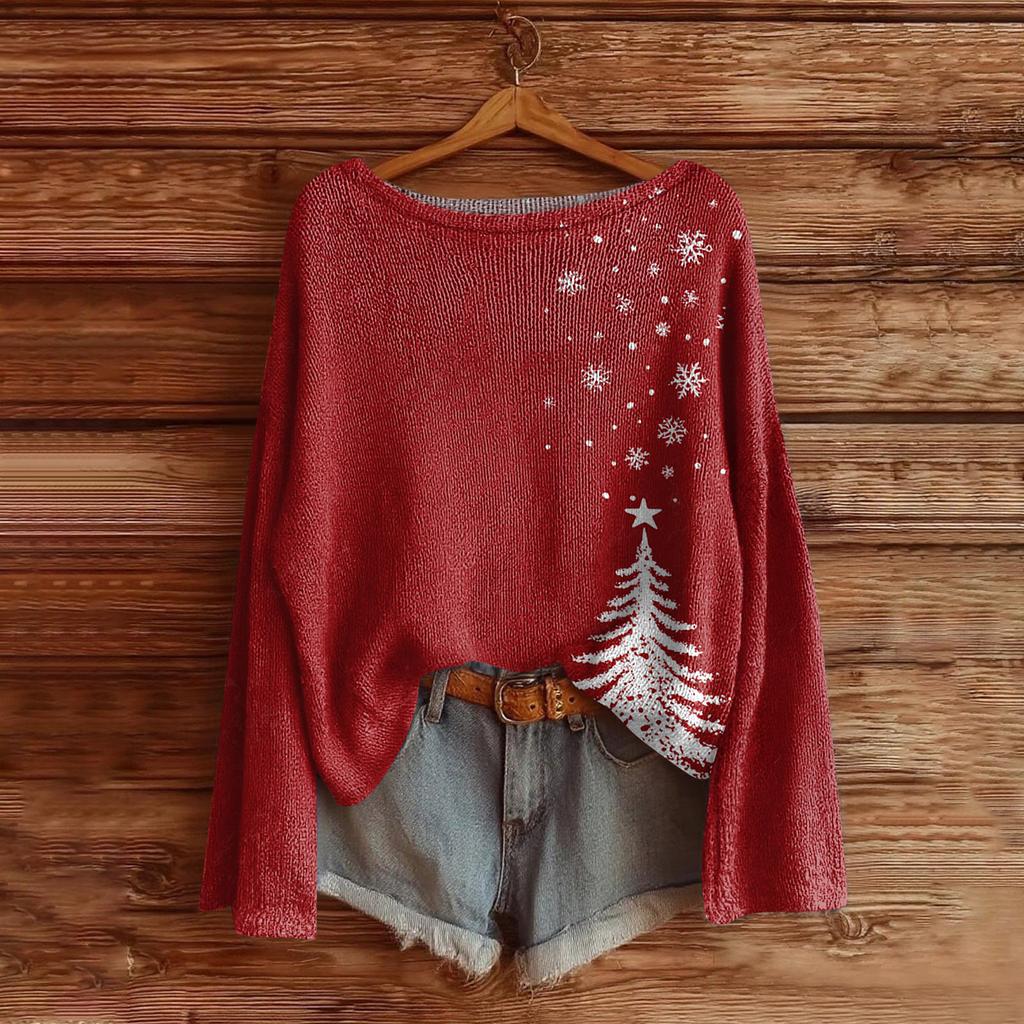 Women's Fashion Long Sleeve Christmas Snowman Snowflake Print Jacket Cardigan