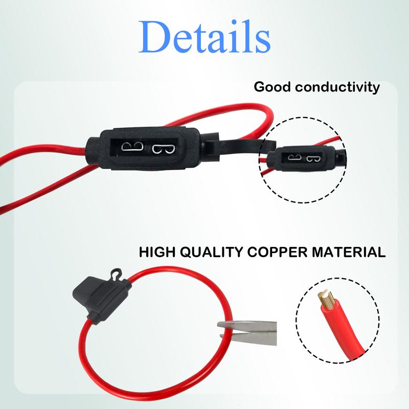 5Pcs 14 AWG Inline Fuse Holder Kit Waterproof 12V Automotive Blade Fuse 15A Fuses for Car Boat Marine RV Truck 12V Relay Harness