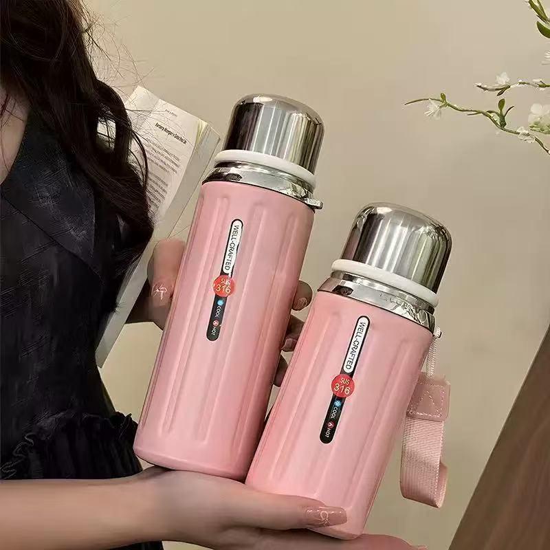 2026 Macaron Stainless Steel Thermos Cup with Steel Lid, High Appearance, Large Capacity, Portable for Commute