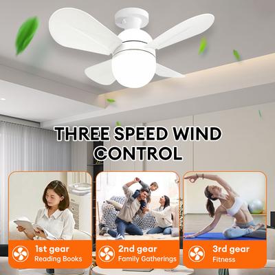 E27 Ceiling Fan Light Stepless Dimming Fan Ceiling Light with Remote Control Three Wind Speeds Fan Light for Homer Bedroom