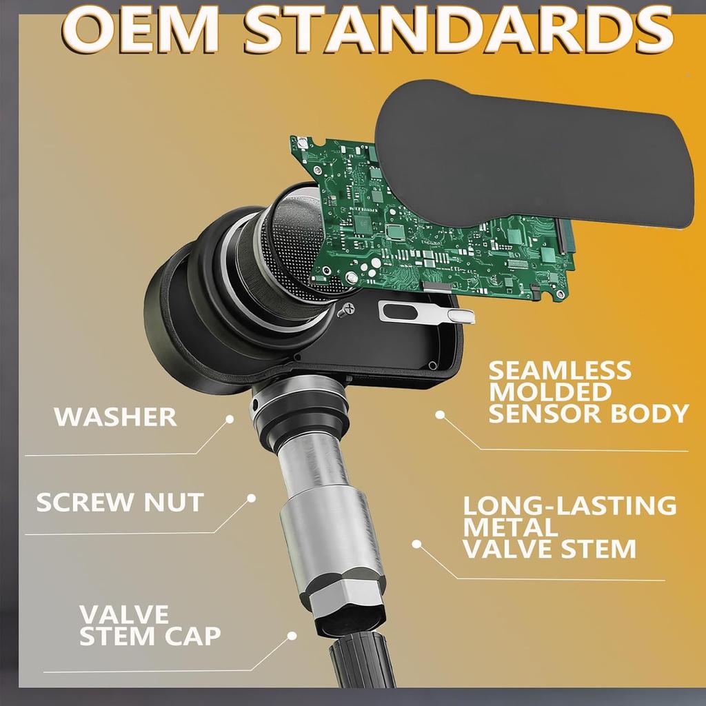 Tire Pressure Monitoring Sensors Pack Of 4 TPMS Sensor Compatible With Chevy, GMC, Cadillac & Buick -2016-2024 Cruze Silverado Tahoe Sierra Yukon XL