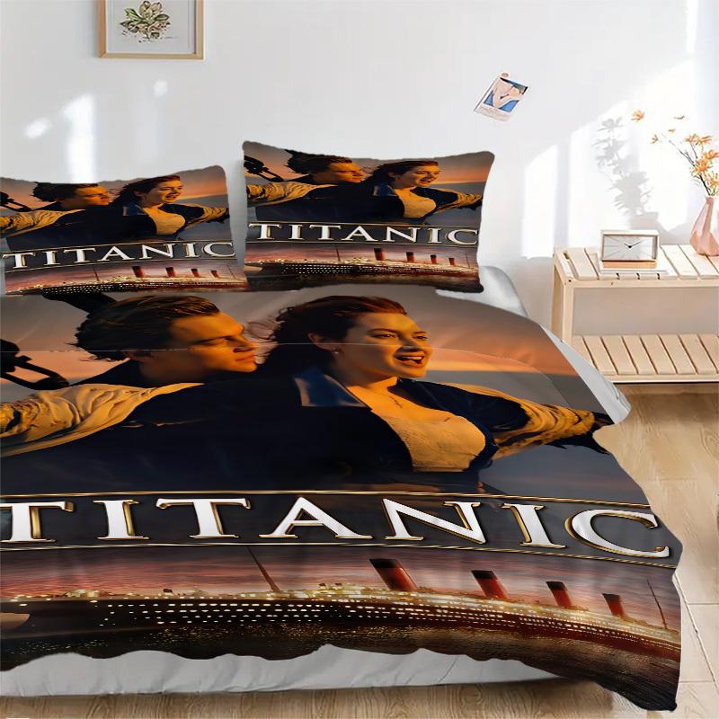 

3pcs Titanic poster Duvet Cover Set, 1 Duvet Cover + 2 Pillowcases (No Insert), High-Definition Print, Home & Dorm Set yy251208039 135x200cm