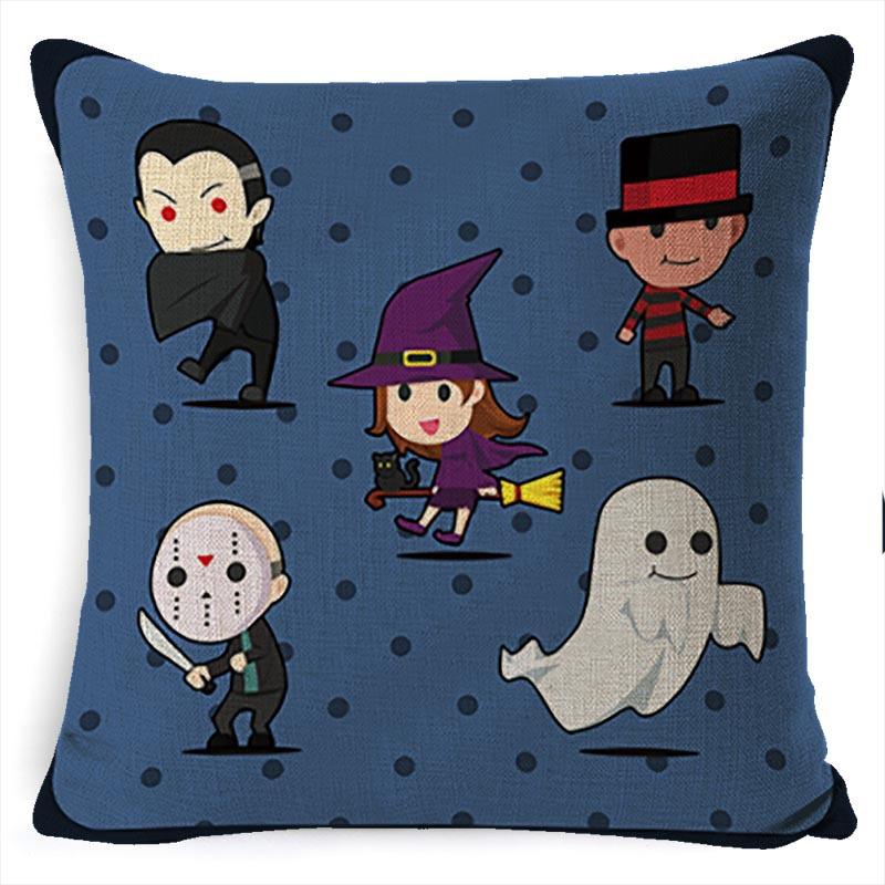 Halloween Pillow Pumpkin Little Witch Horror Cushion Linen Cushion Cover Holiday Party Pillow Cover Bed Backrest