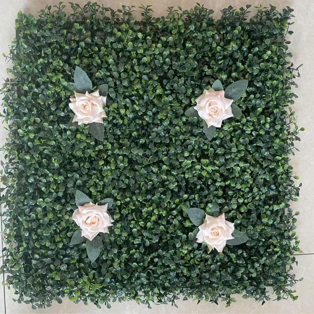 50×50cm Artificial Green Plant Wall - Plastic Vertical Garden, Fake Flower Wall, Synthetic Turf Background