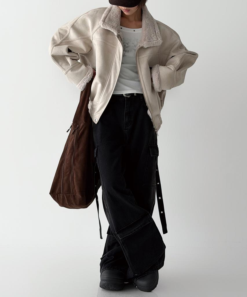 The Green Lab All Day Suede Maxi Shoulder Bag [Brown]