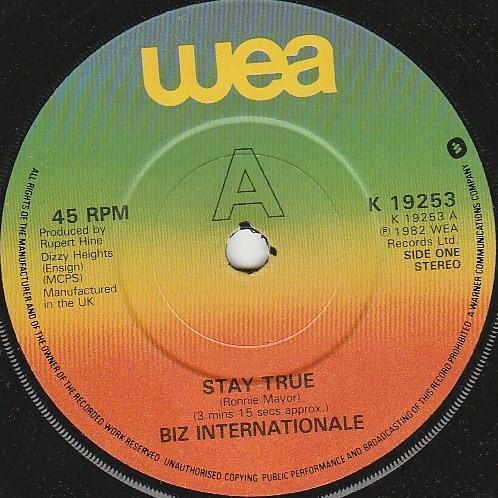 7inch Record BIZ INTERNATIONALE Stay True K19253 WEA 1982 UK Rock Used