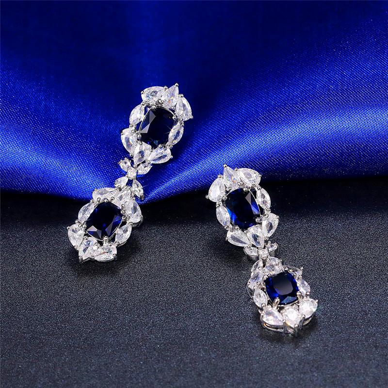 CAOSHI Luxury High-quality Drop Earrings Delicate Bright Blue CZ Accessories Trendy Party Jewelry Gorgeous Birthday Gift for Mom