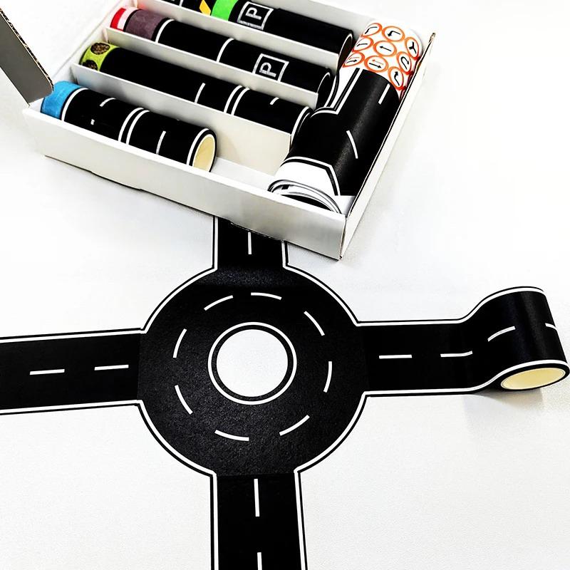 28 Rolls+9 Traffic Game Scene Application Stickers, 118.1 Inches Diy Road And Rail Transit Design And Paper Tape, Used For Railw