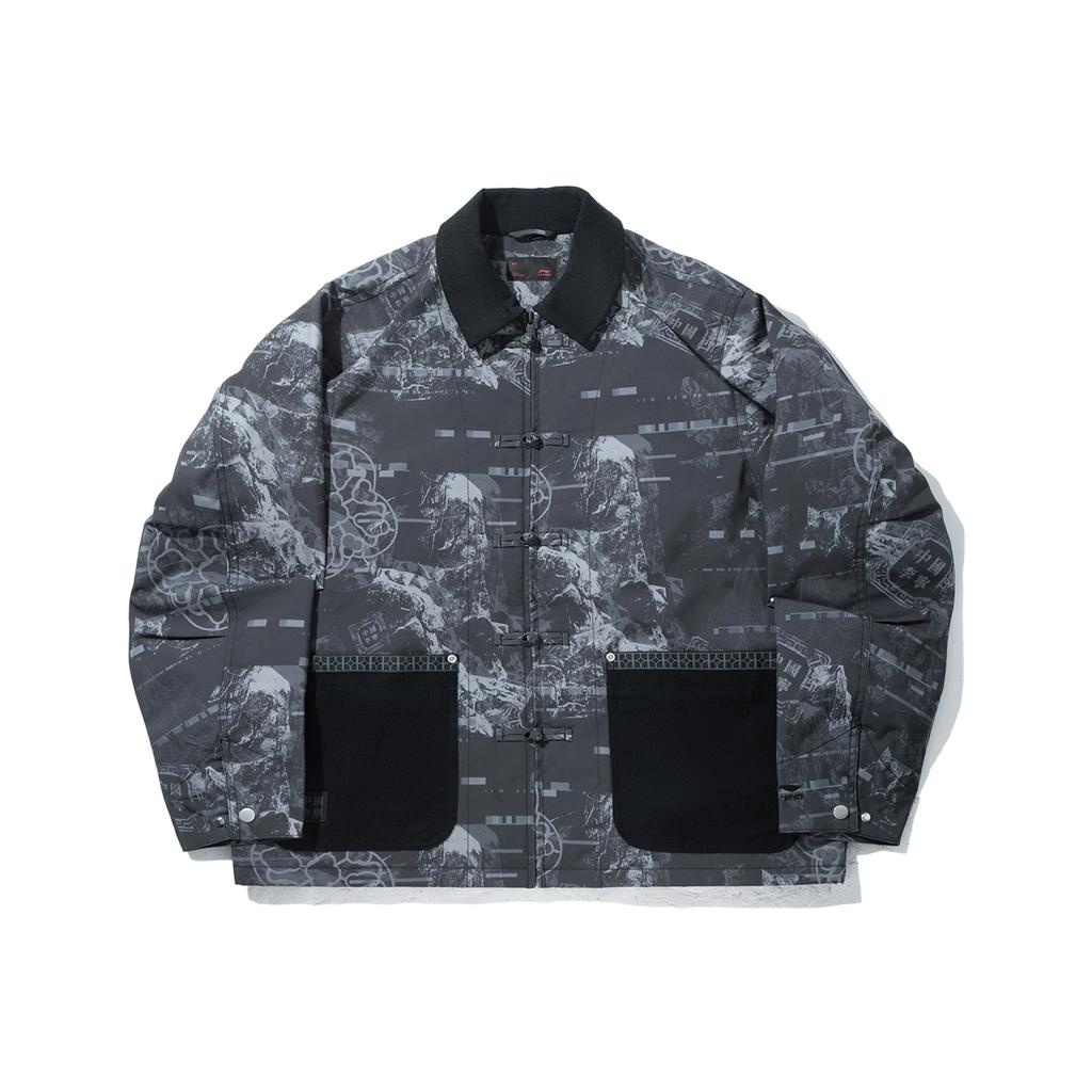 Li Ning Color Block Camouflage Warm Loose Cotton Jacket Men Jacket AJMV193-6
