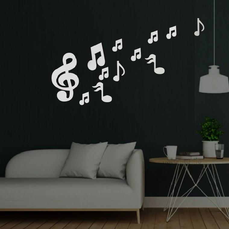 Music Notes 3D Acrylic Mirror Adhesive Wallpaper | Self-Adhesive Removable Decor for Classroom & Nursery | Instrument Theme Trumpet 12pcs