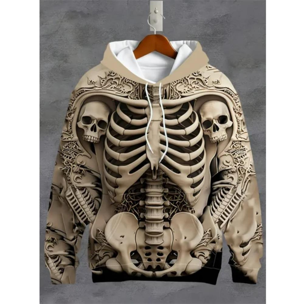 Vintage Herren- und Damen-Sweatshirt 3D Totenkopf Grafikdruck Lässiger Hoodie Herbst Übergroße Kleidung Harajuku Langarm Kinder Pullover