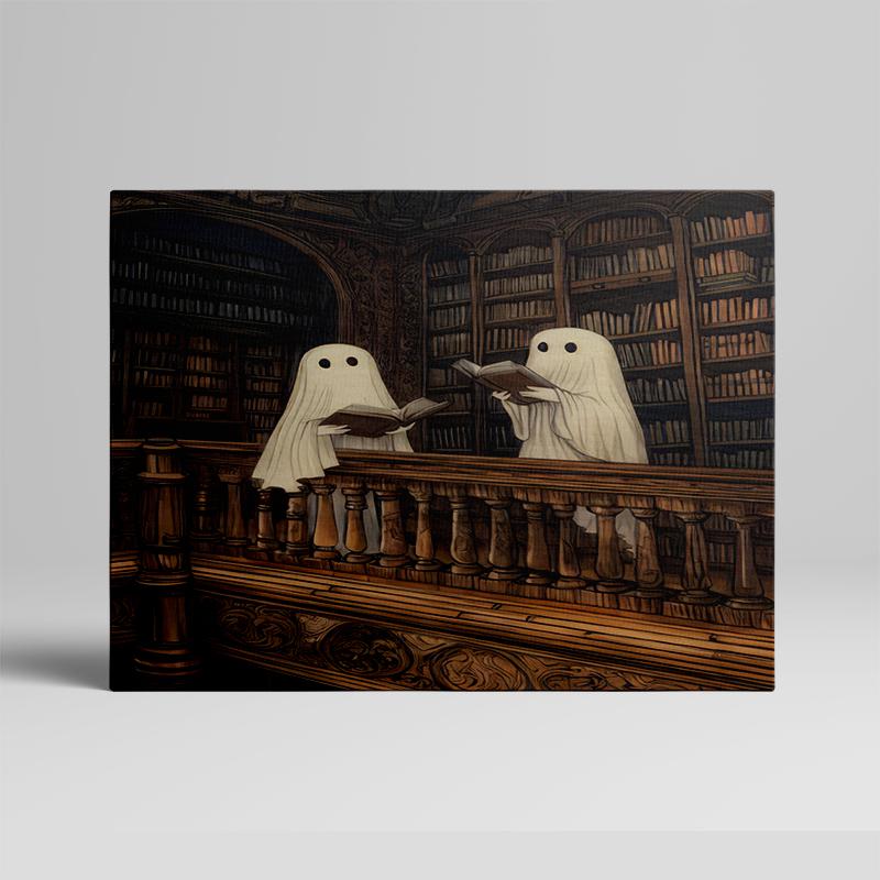 Library Ghost Printed Canvas Painting - Wall Home Decoration, Suitable for Home and Office - Perfect Gift and Decoration